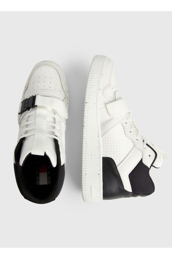 Beyaz Erkek Sneaker TJM BASKET LEATHER BUCKLE MID - 4
