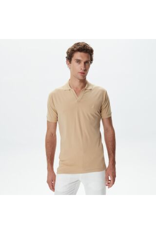 Erkek Bej Classic Fit Kısa Kollu Polo - Nautica
