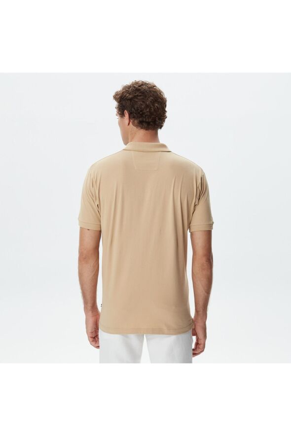 Erkek Bej Classic Fit Kısa Kollu Polo - 2