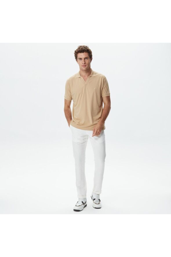 Erkek Bej Classic Fit Kısa Kollu Polo - 3
