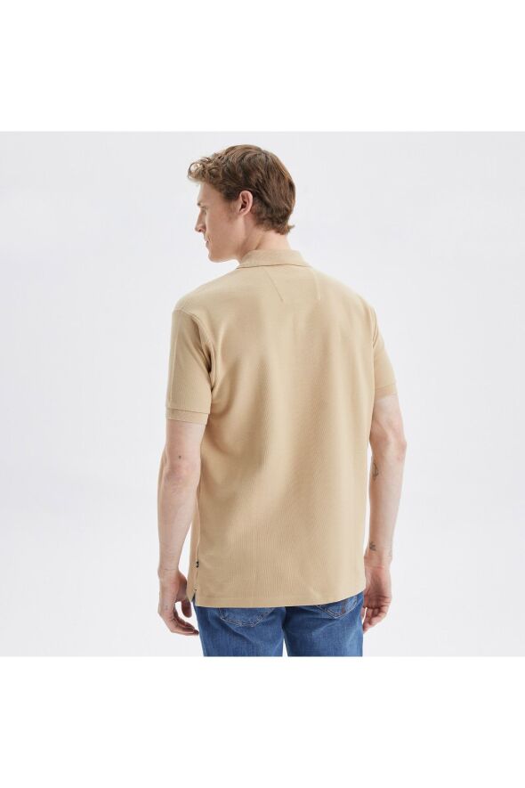 Erkek Bej Classic Fit Kısa Kollu Polo - 2