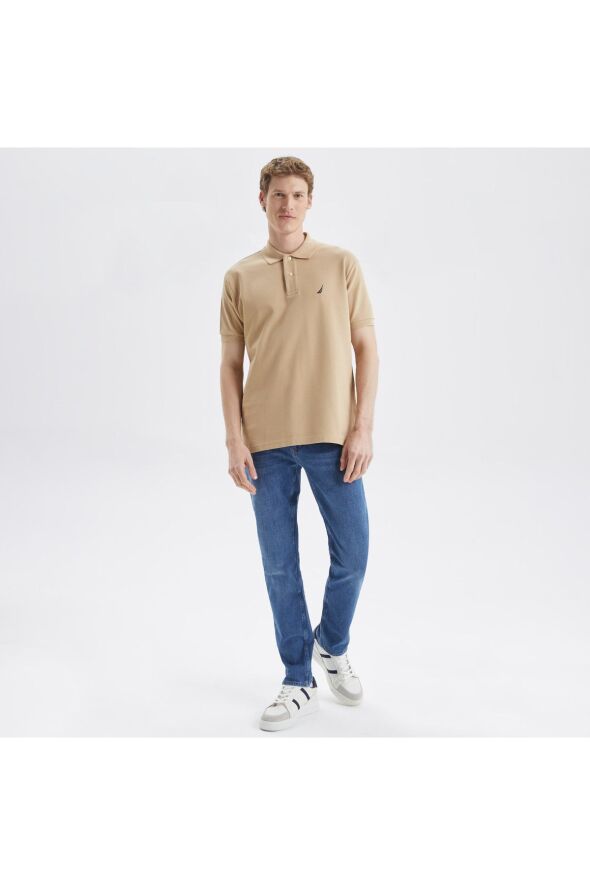 Erkek Bej Classic Fit Kısa Kollu Polo - 3
