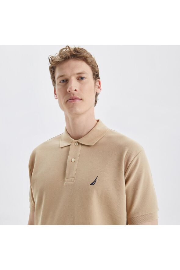 Erkek Bej Classic Fit Kısa Kollu Polo - 4