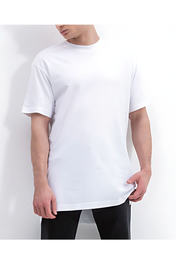 Erkek Beyaz Uzun T-Shirt J30J323152YAF - 47
