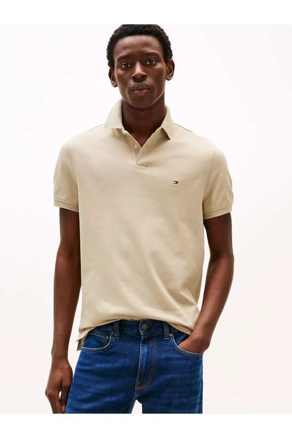 Erkek Dokuma Polo Yaka Kısa Kol Günlük Bej Polo Yaka T-Shirt MW0MW17770-RBT - 8