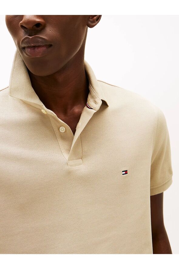 Erkek Dokuma Polo Yaka Kısa Kol Günlük Bej Polo Yaka T-Shirt MW0MW17770-RBT - 3