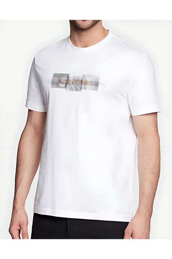 Erkek Logolu Bisiklet Yaka Kısa Kol Standart Beyaz T-Shirt K10K110799-YAF - 43