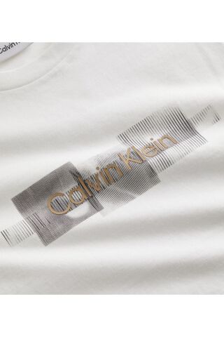 Erkek Logolu Bisiklet Yaka Kısa Kol Standart Beyaz T-Shirt K10K110799-YAF - Calvin Klein