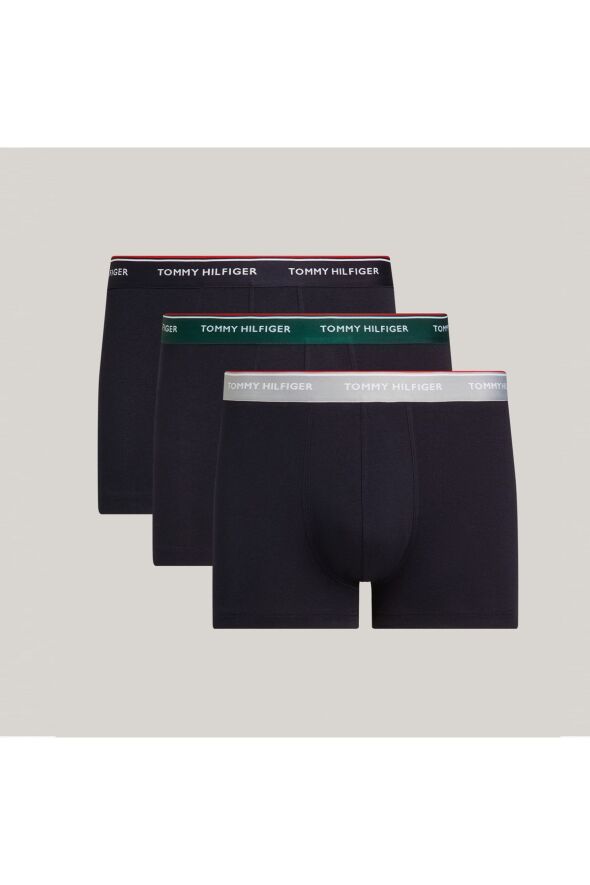 Erkek Marka Logolu Boxer Elastik Bantlı Pamuklu Günlük Kullanıma Uygun Lacivert 3lü Paket - 45
