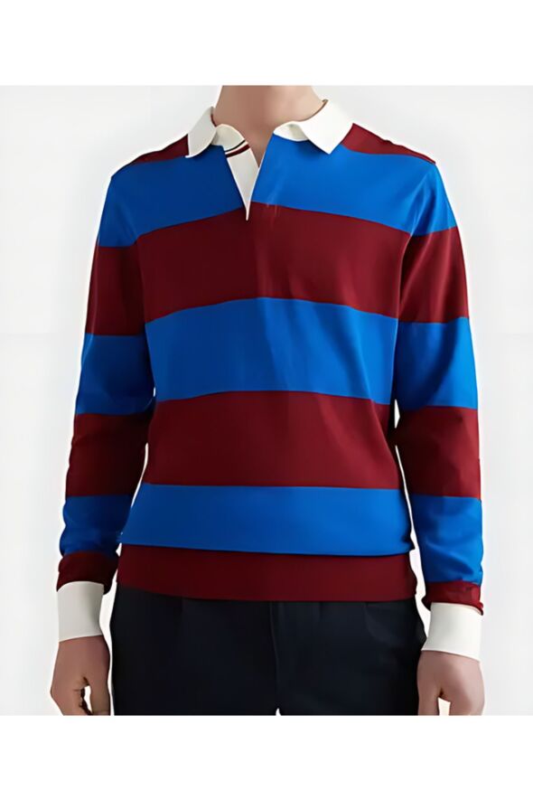 Polo Yaka Erkek Sweat Bordo Mavi - 24