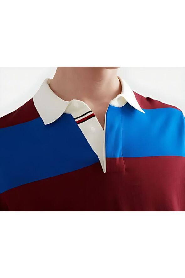 Polo Yaka Erkek Sweat Bordo Mavi - 20