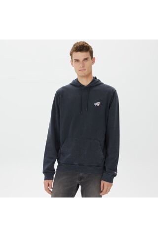 Regular Washed Signature Hoodie Erkek Siyah Sweatshirt - Tommy Hilfiger