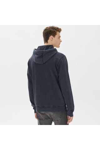 Regular Washed Signature Hoodie Erkek Siyah Sweatshirt - 2