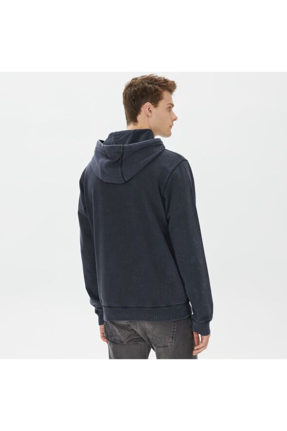 Regular Washed Signature Hoodie Erkek Siyah Sweatshirt - 2